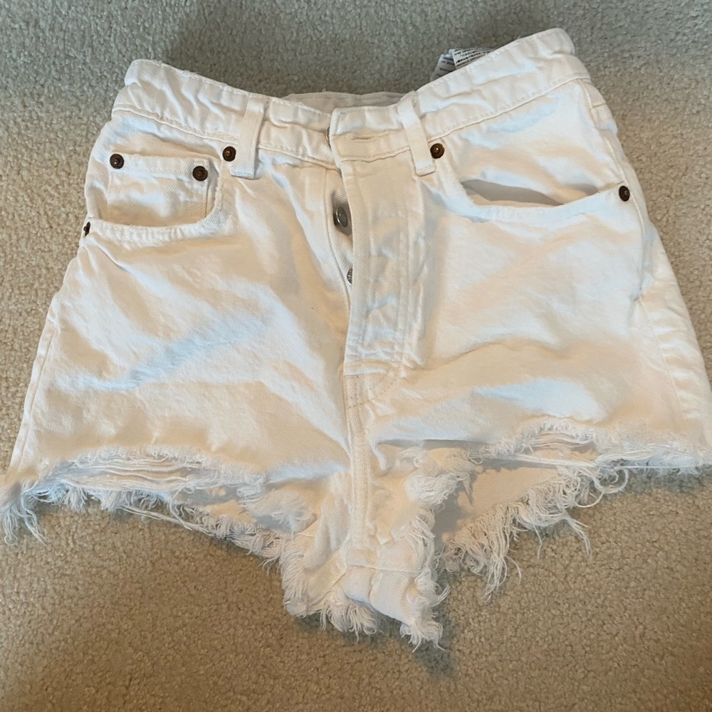 Barely used Zara distressed white shorts